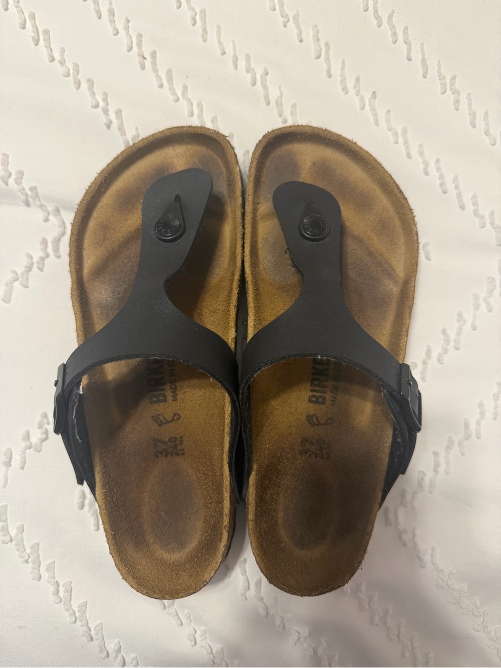 Birkenstock Black Thong Sandals with Contoured Footbed